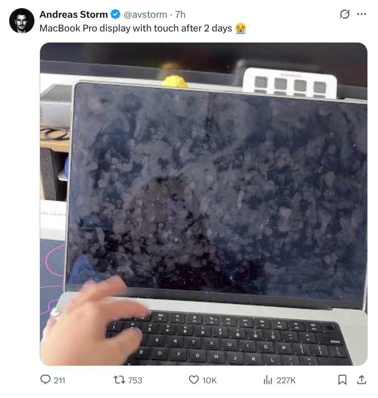 MacBook Pro display with touch after 2 days